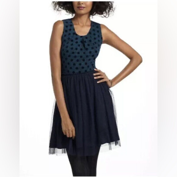 Like new! Anthropologie Weston wear Sparrow navy polka dot tulle dress - Picture 1 of 11